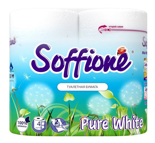 Туалетная бумага Soffione Pure White (2 слоя 4 рулона)