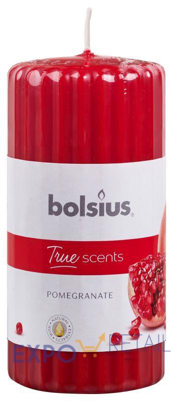 TRUE SCENTS Ребристая свеча столбик 120/58 мм с ароматом граната