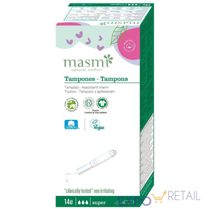 MASMI NATURAL COTTON. Гигиенические тампоны  Super из органического хлопка с аппликатором